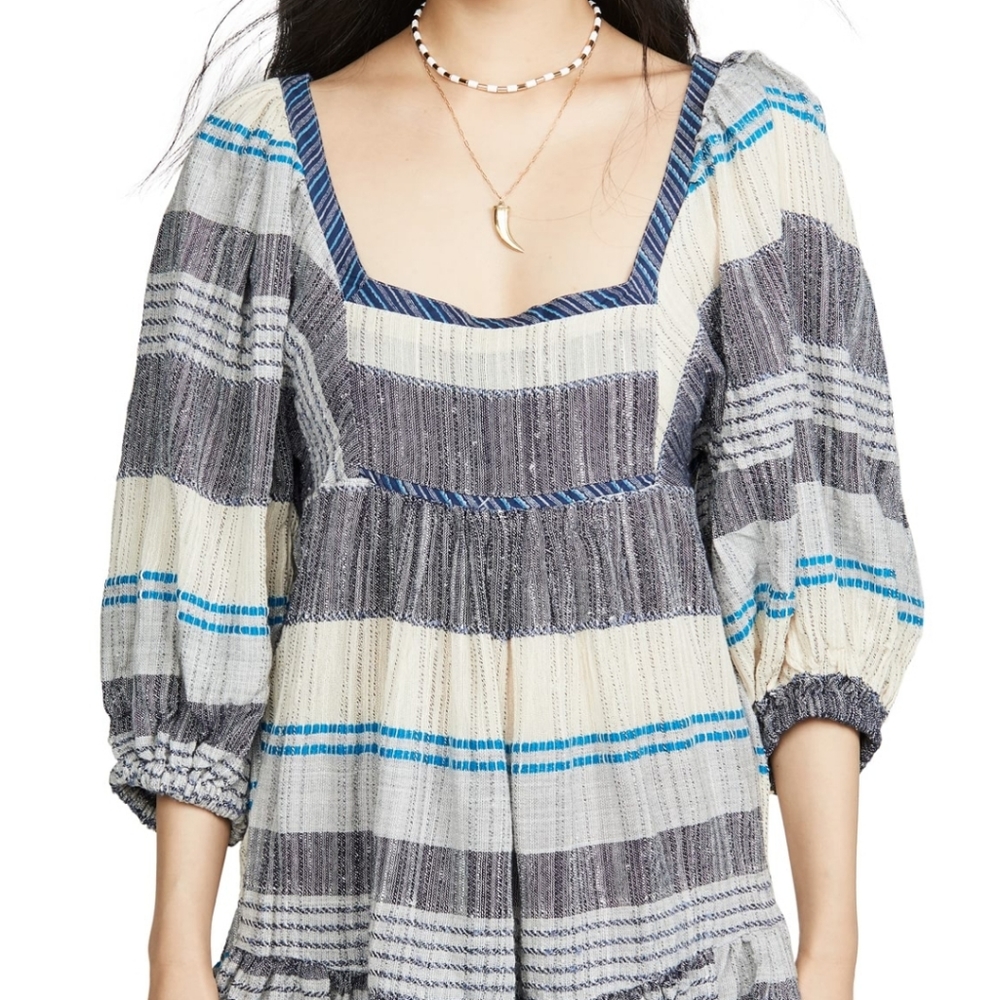 Free People All Lined Up Blue Multi Striped Dress - Picture 4 of 7